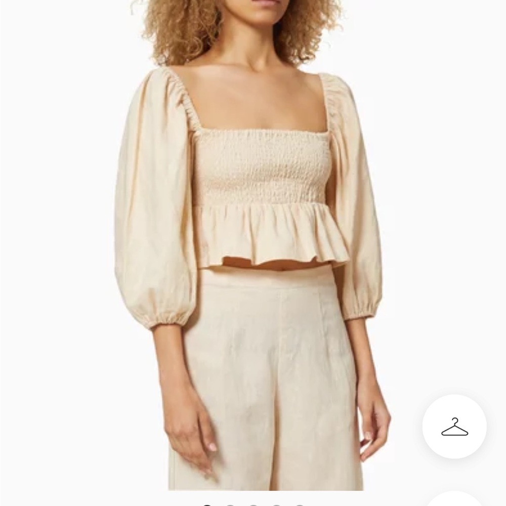 Faithfull the Brand Linen Smocked Blouse